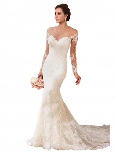 Shop Long Sleeves Maermaid Sweetheart Lace Wedding Dress Montreal