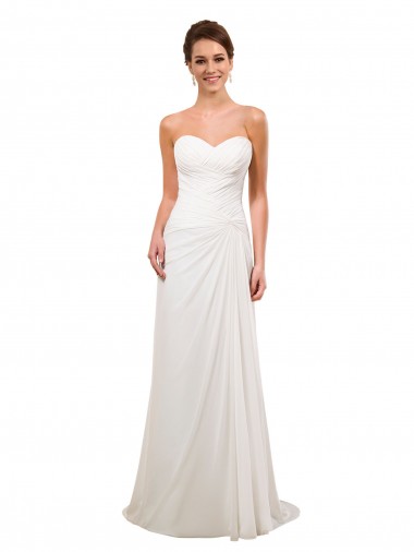 Shop Sweetheart Neckline Chiffon Wedding Dress with Criss-Cross Ruched Bodice Montreal