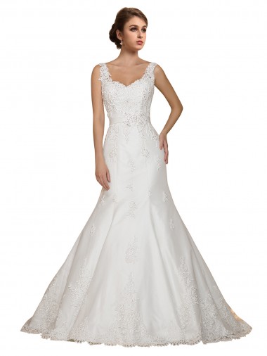 Shop Sweethart V-Neckline Lace Wedding Dress with Shoulder Straps Montreal