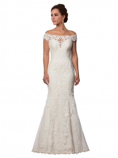 Shop Modern Off the Shoulder Mermaid Lace Wedding Dress Montreal