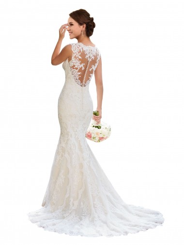 Shop V-Neck Mermaid Vintage Lace Wedding Dress Montreal