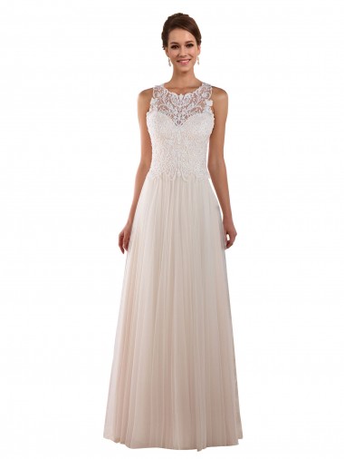 Shop High Neck A-Line Tulle Wedding Dress with Lace Back Montreal