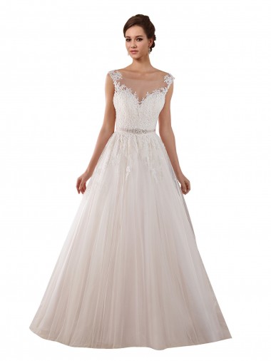 Shop Illusion Sweetheart Neck Ball Gown Tulle Wedding Dress with Lace Bodice Montreal