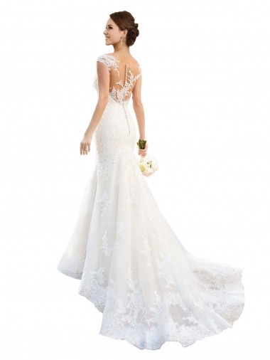 Shop Fit and Flare Illusion Neck Lace Wedding Dress Montreal
