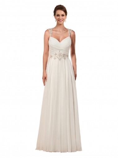 Shop Sweetheart A-Line Chiffon Wedding Dress with Beaded Shoulder Straps Montreal
