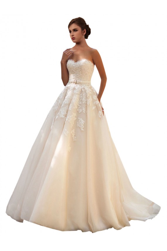Sweetheart Ball Gown Tulle Wedding Dress with Lace Bodice