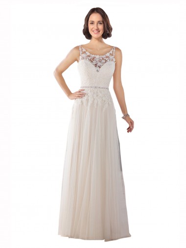 Shop High Lace Neck Illusion Back Tulle Boho Wedding Dress Montreal