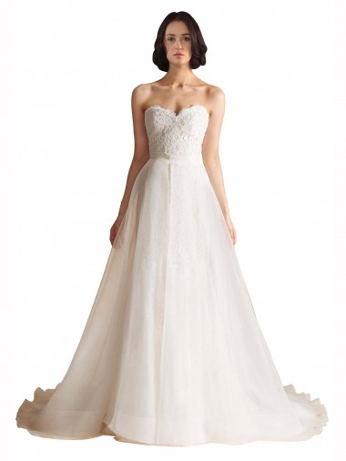 Shop Strapless Sweetheart Lace Bodice A-Line Organza Wedding Dress Montreal