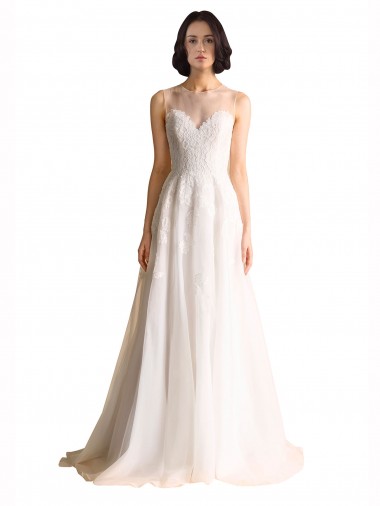 Shop Illusion Neck A-Line Organza Wedding Dress Montreal