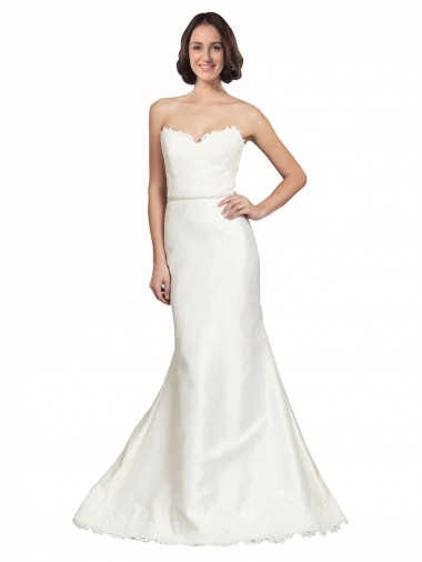 Shop Trumpet Satin Wedding Dress with Sweetheart Lace Bodice Montreal