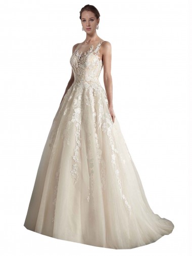 Shop Illusion Neck A-Line Tulle Wedding Dress Montreal