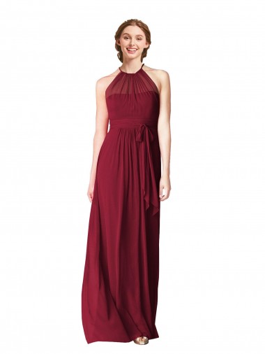 Shop Halter Neck Chiffon Bridesmaid Dress with Shirred Bodice Montreal