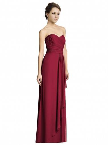 Shop Long Strapless Chiffon Bridesmaid Dress with Side Slit Montreal