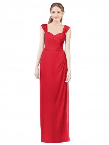 Shop Long Chiffon Bridesmaid Gown with Neckline Straps Montreal