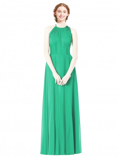Shop Halter Neckline Long Chiffon Bridesmaid Dress with Side Bow Montreal