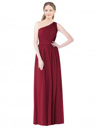 Shop One Shoulder Full Length Long Chiffon Bridesmaid Dress. Montreal
