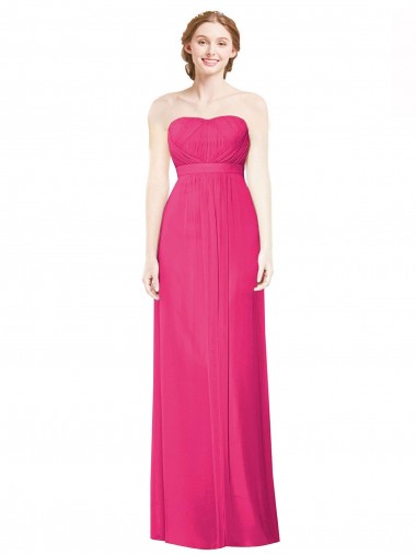 Shop Full Length Strapless Long Chiffon Dress with Waistband Montreal