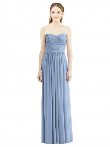 Shop Strapless Long Chiffon Dress with Sweetheart Neckline And Draped Bodice Montreal