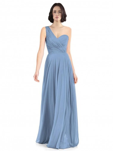 Shop One Shoulder Long Chiffon Bridesmaid Dress with Sweetheart Bodice Montreal