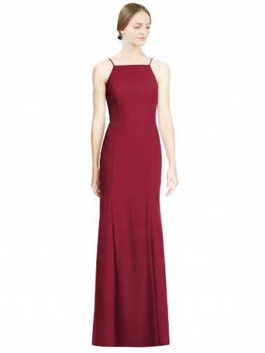 Shop High Square Trumpet Chiffon Bridesmaid Dress with Lace-Up Open Back Montreal