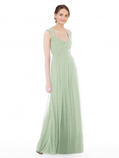 Shop Sheer Back Cap Sleeves Long Chiffon Bridesmaid Dress  Montreal