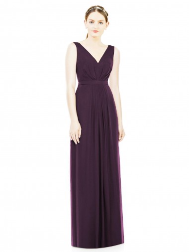 Shop V-Neckline Sleevelss Full Length Chiffon Bridesmaid Dress Montreal