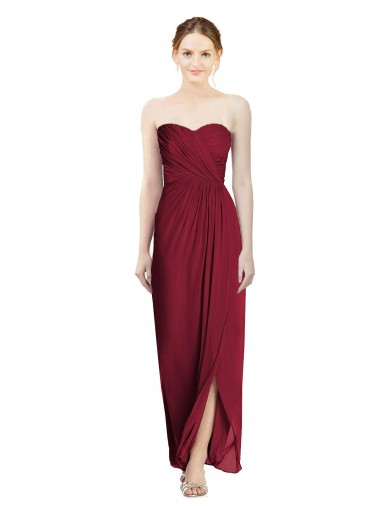 Shop Strapless Sweetheart Long Chiffon Bridesmaid Dress Montreal