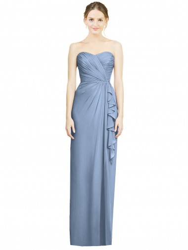 Shop Strapless Full-Length Chiffon Bridesmaid Dress with Front Slit Montreal