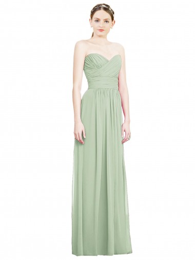 Shop Crisscross Draped Full Length Strapless Chiffon Bridesmaid Dress Montreal