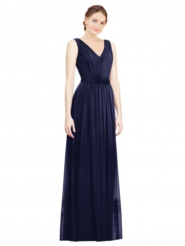 Shop Full-Length V-Neck Lux Chiffon Bridesmaid Dress with V-Back Montreal