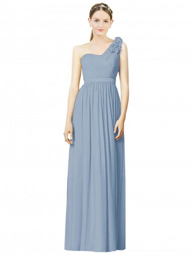 Shop Flower Shoulder Draped One Shoulder Chiffon Bridesmaid Dress Montreal