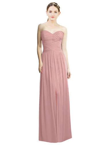 Shop Crossover Draped Sweetheart Chiffon Formal Bridesmaid Dress with Front Slit Montreal