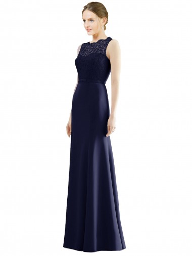 Shop Lace Bodice Open Back Trumpet Chiffon Bridesmaid Dress with Bow Belt Montreal