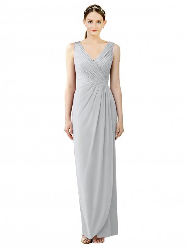 Shop Draped Sleeveless Long Chiffon V-Neck Bridesmaid Dress Montreal