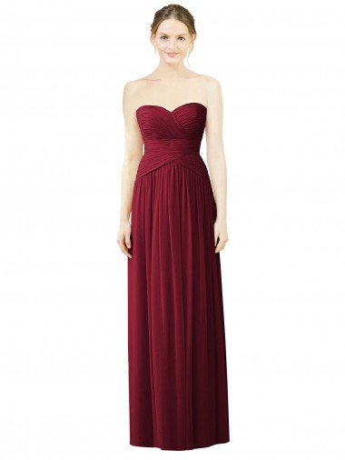 Shop Draped Full Length Strapless Chiffon Bridesmaid Dress Montreal