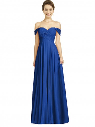 Shop Off the Shoulder Draped Chiffon Maxi Bridesmaid Dress Montreal