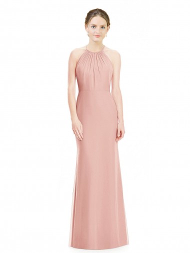 Shop Halter Neck Trumpet Chiffon Bridesmaid Dress Montreal