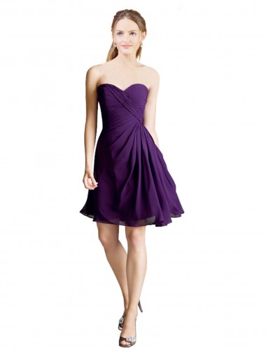 Shop Draped Chiffon Long Sweetheart Cocktail Bridesmaid Dress Montreal