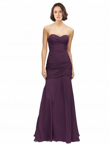 Shop Full Length Chiffon Bridesmaid Dress with Sweetheart Neckline and Ruffles Montreal