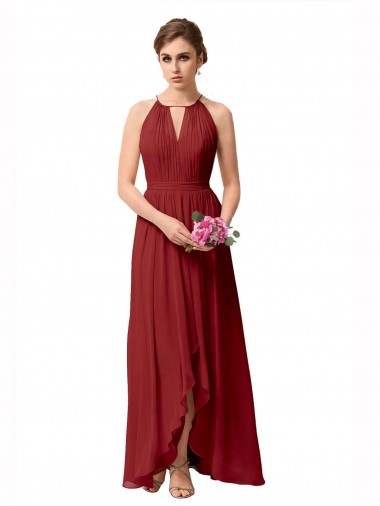 Shop High Low Long Halter Keyhole Chiffon Bridesmaid Dress Montreal