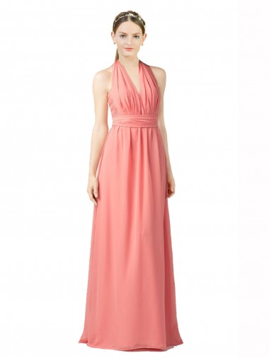 Shop Shirred Bodice Full Length Long Chiffon Bridesmaid Dress Montreal