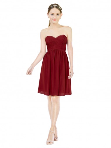 Shop Short Sweetheart Knee Length Chiffon Cocktail Bridesmaid Dress with Open Back Montreal