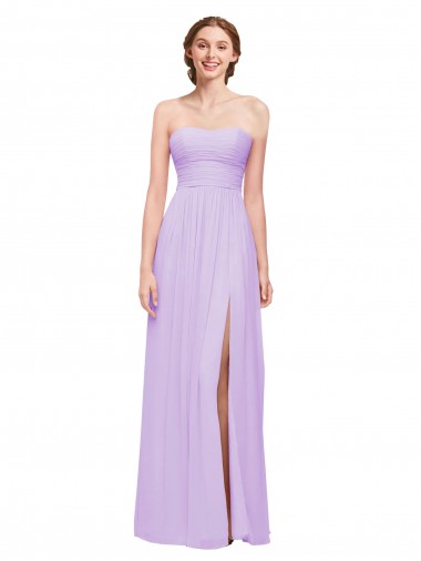 Shop Strapless Mermaid Chiffon Bridesmaid Dress WITH High Side Slit and Ruffles Montreal