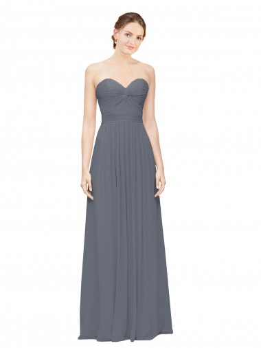 Shop Twisted Waist Pleats Sweetheart Long Chiffon Bridesmaid Dress Montreal