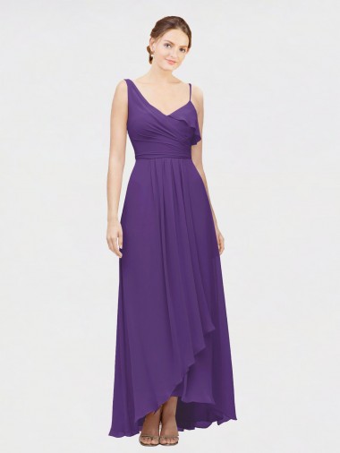 Shop One Shoulder High Low Chiffon Bridesmaid Dress with Wrap Waist Montreal