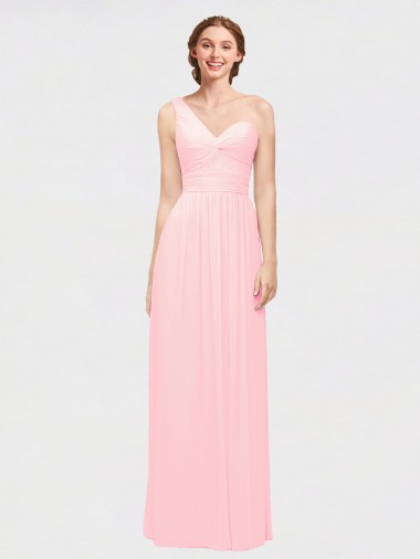 Shop One Shoulder Twisted Waist Sweetheart Chiffon Bridesmaid Dress Montreal