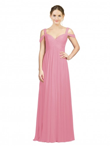 Shop Sweetheart Long Chiffon Bridesmaid Dress with Off the Shoulder Straps Montreal