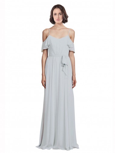 Shop Off the Shoulder Spaghetti Strap Long Chiffon Bridesmaids Dress Montreal