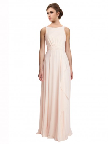 Shop High Neck Chiffon Bridesmaid Dress with Deep V-Back and Cascading Skirt Montreal
