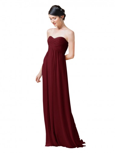 Shop Hand-Ruched Sweetheart Long Chiffon Bridesmaid Dress Montreal